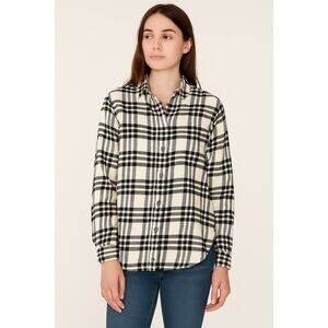 Madewell Black White Plaid Flannel Shirt XXS